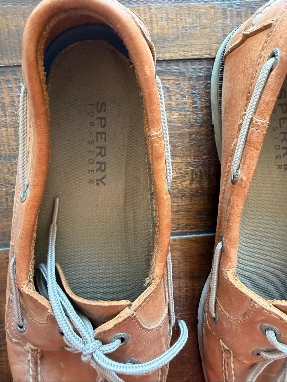 Sperry Men's Leather Moc Toe Boat Shoes in Cognac Brown